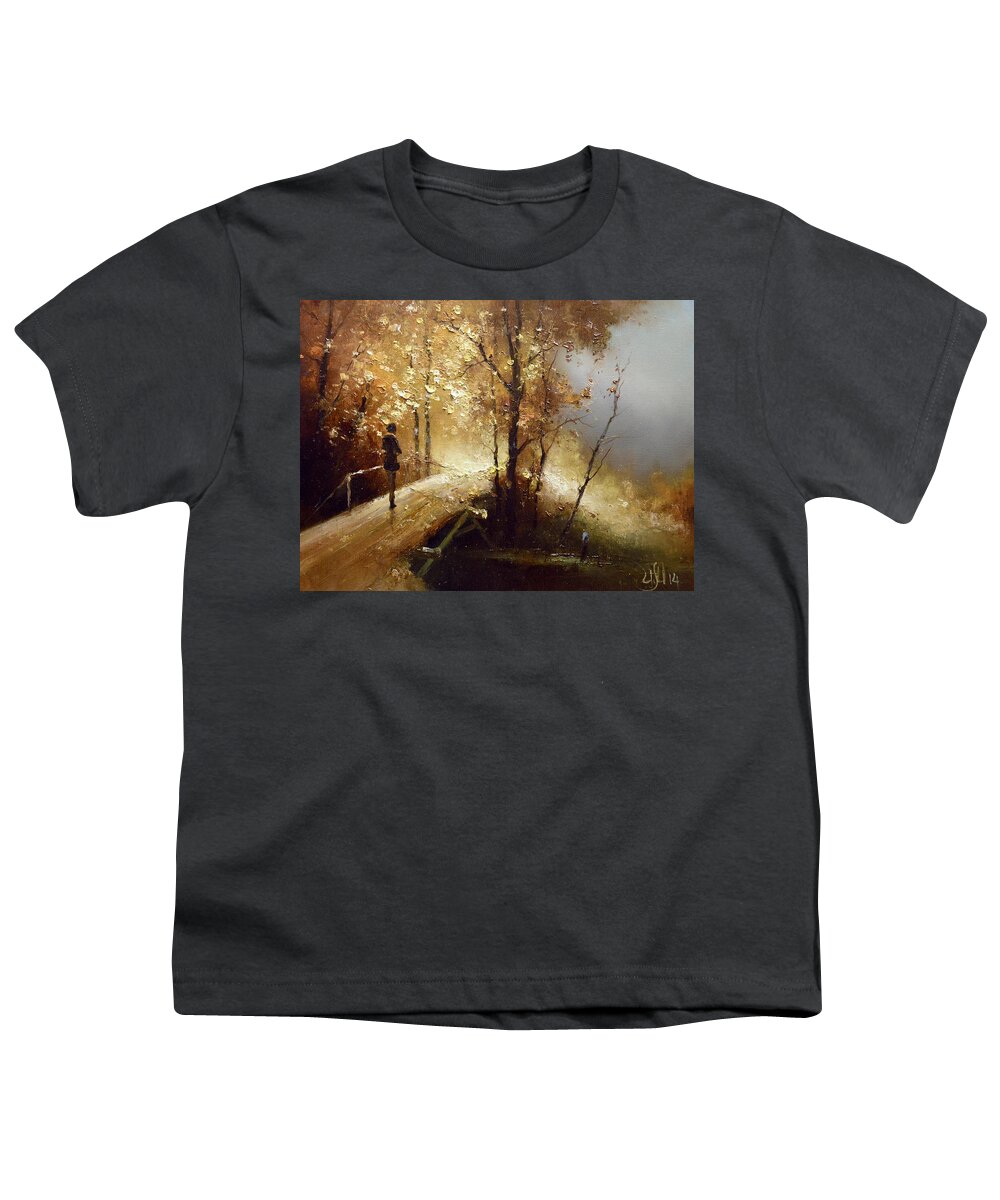 Russian Artists New Wave Youth T-Shirt featuring the painting Golden Autumn by Igor Medvedev