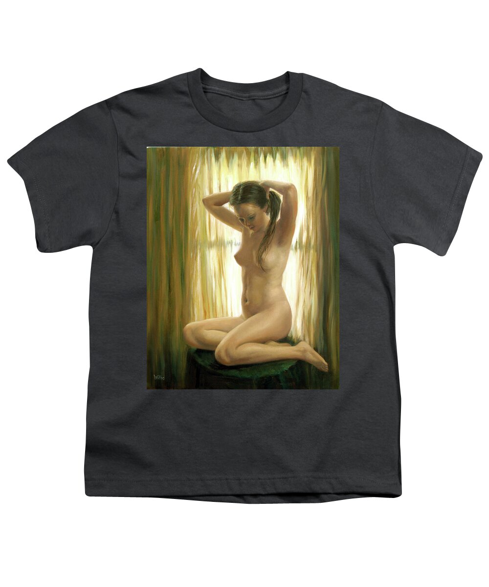 Nudes Youth T-Shirt featuring the painting Golden Light by Marie Witte