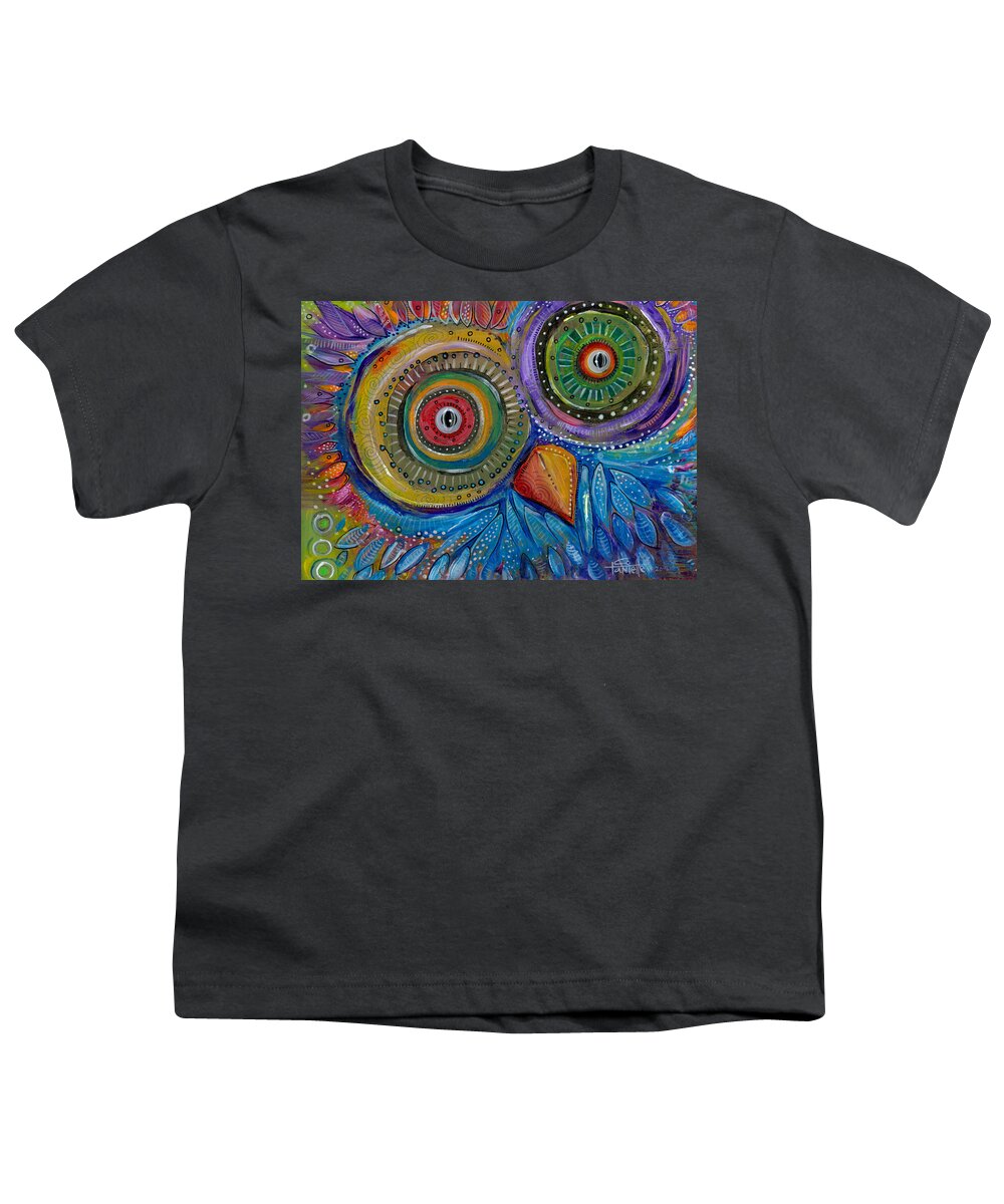 Owl Youth T-Shirt featuring the painting Googly-Eyed Owl by Tanielle Childers
