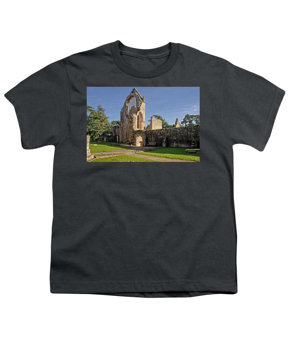 Ruins Youth T-Shirt featuring the photograph Gothic ruins. Dryburgh Abbey. by Elena Perelman