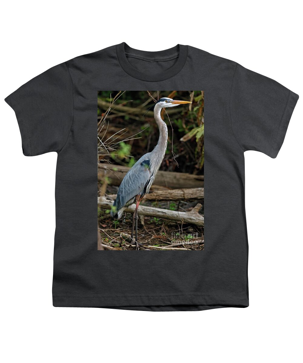 Great Blue Heron Youth T-Shirt featuring the photograph Great Blue Heron in Florida Swamp by Natural Focal Point Photography