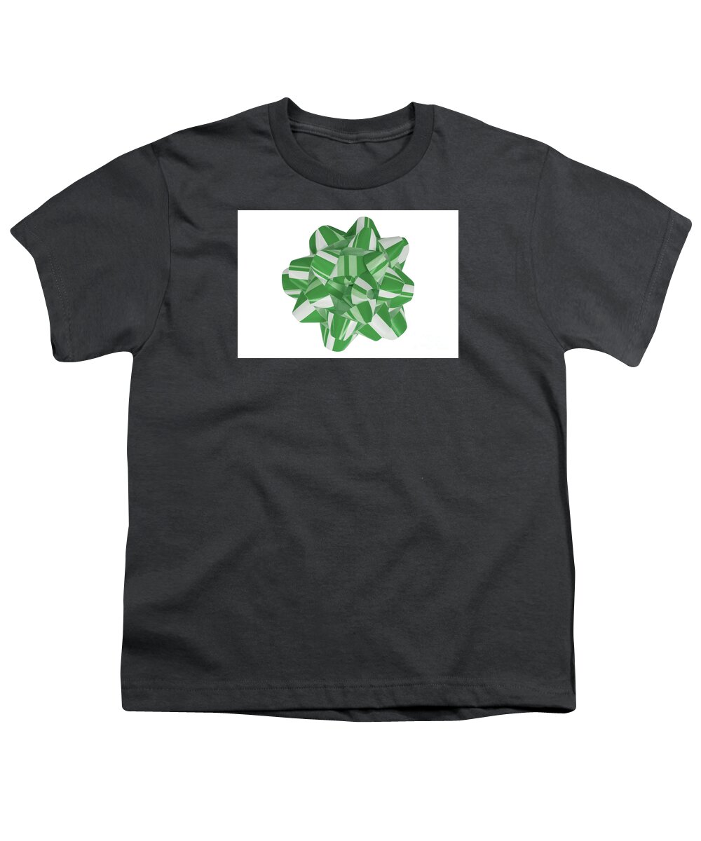 Christmas Youth T-Shirt featuring the photograph Green and White Christmas Bow by Anthony Totah