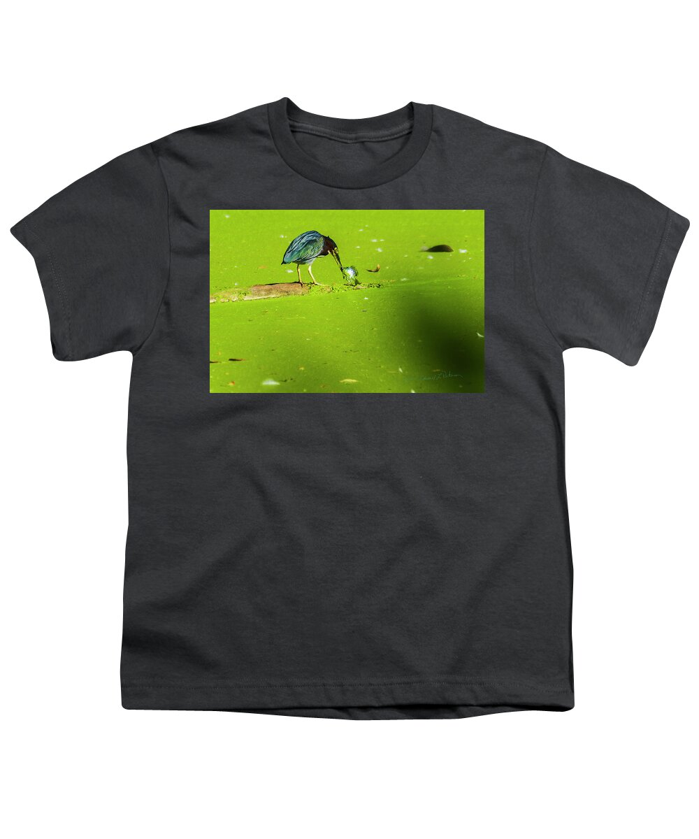 Green Heron Youth T-Shirt featuring the photograph Green Heron Success by Ed Peterson