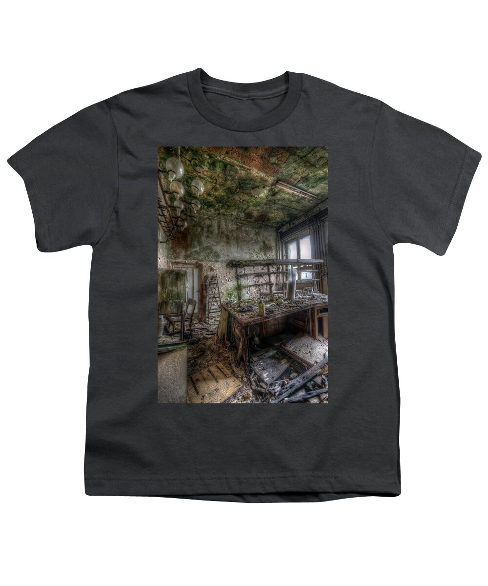 Urbex Youth T-Shirt featuring the digital art Green lab by Nathan Wright