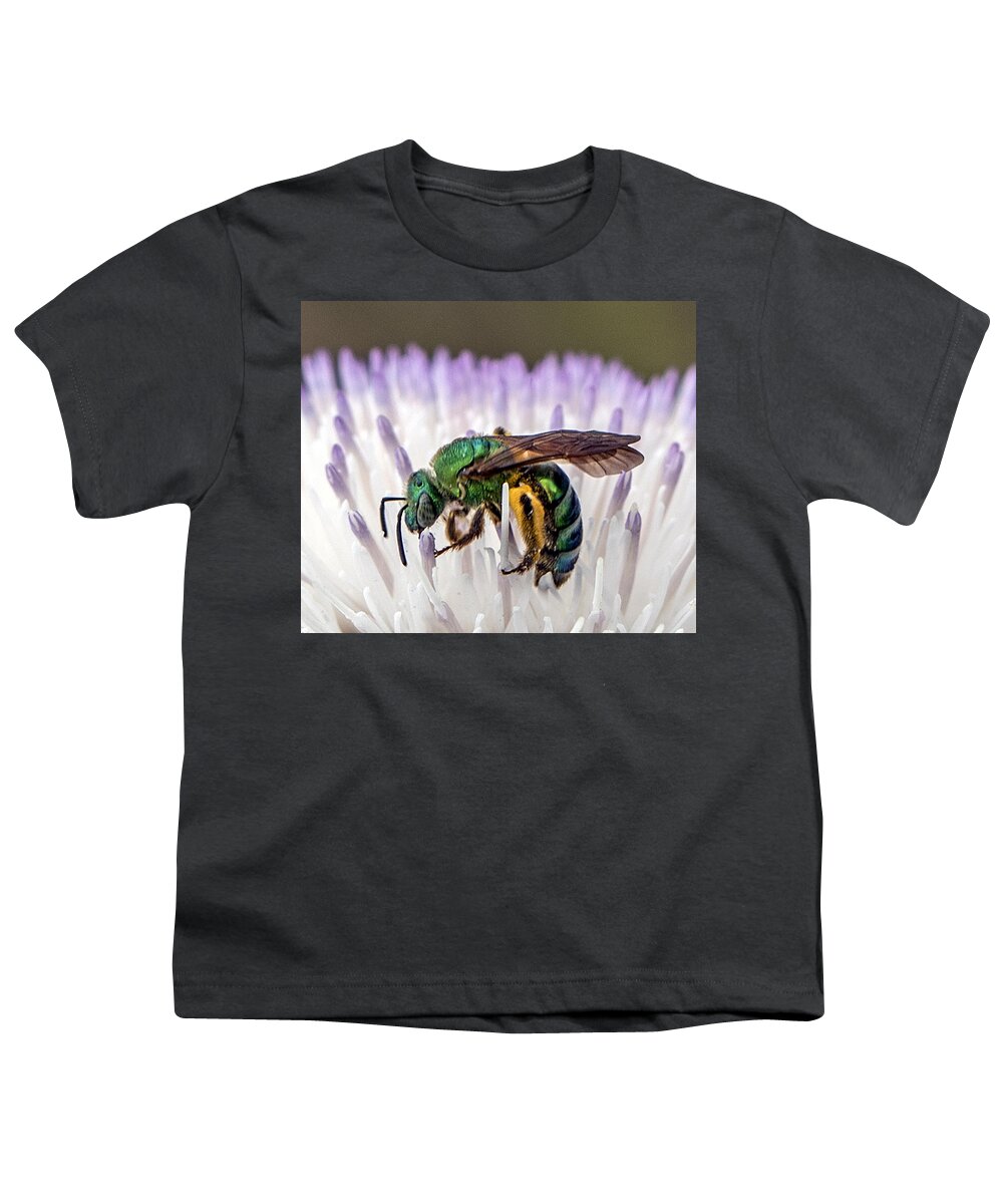 Bee Youth T-Shirt featuring the photograph Green Orchid Bee by William Bitman