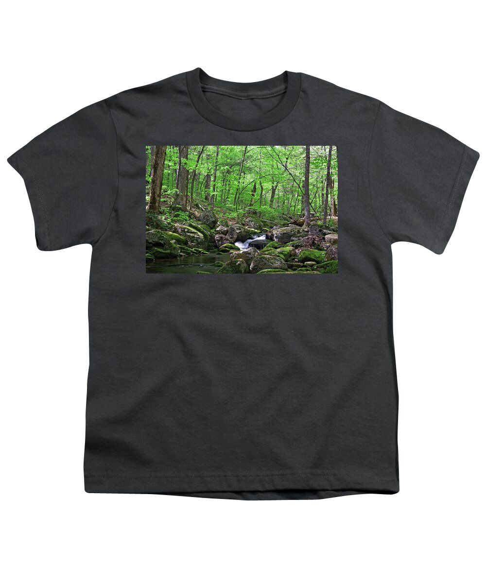 Waterfall Youth T-Shirt featuring the photograph Green Rush by Allan Van Gasbeck