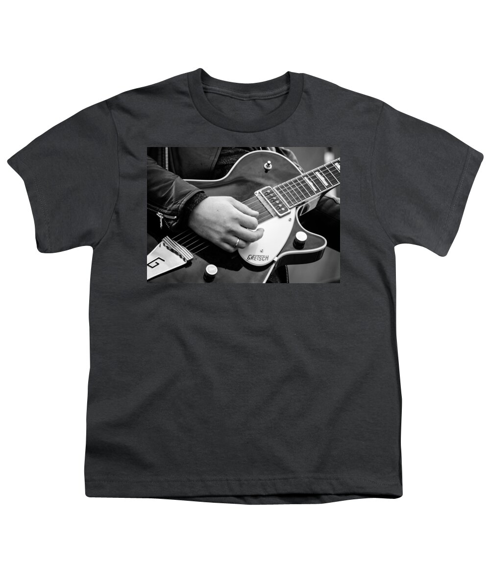 Gretsch Youth T-Shirt featuring the photograph Gretsch guitar during a concert by AM FineArtPrints