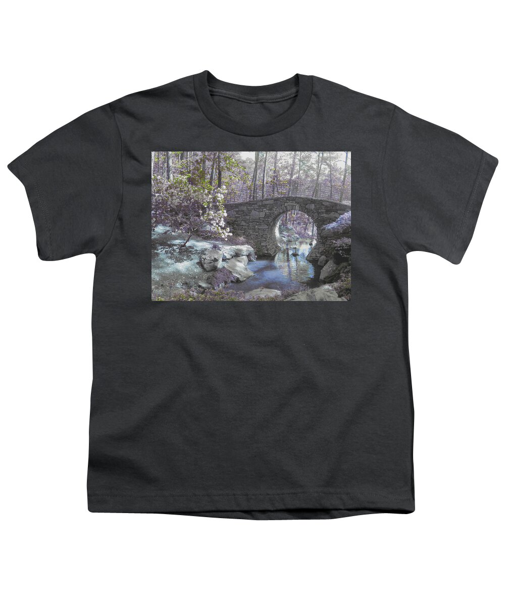 Black And White Youth T-Shirt featuring the photograph Grey and White Bridge by Anne Cameron Cutri
