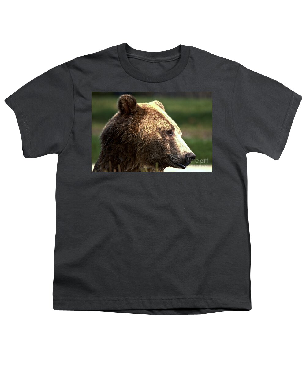 Grizzly Youth T-Shirt featuring the photograph Grizzly Reflecting In The Water by Adam Jewell