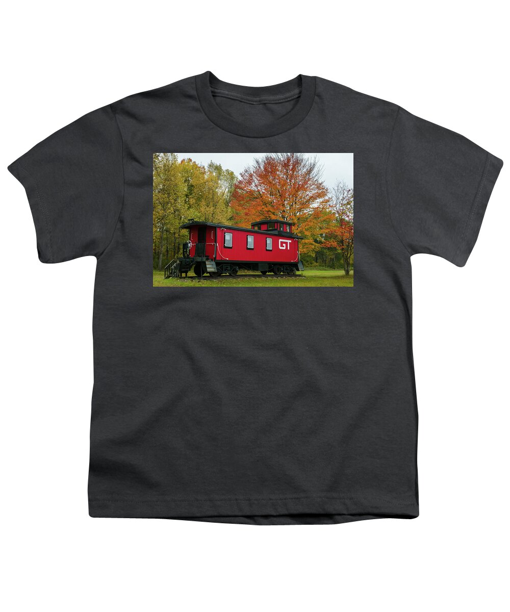 Train Youth T-Shirt featuring the photograph GT Caboose by Steve L'Italien