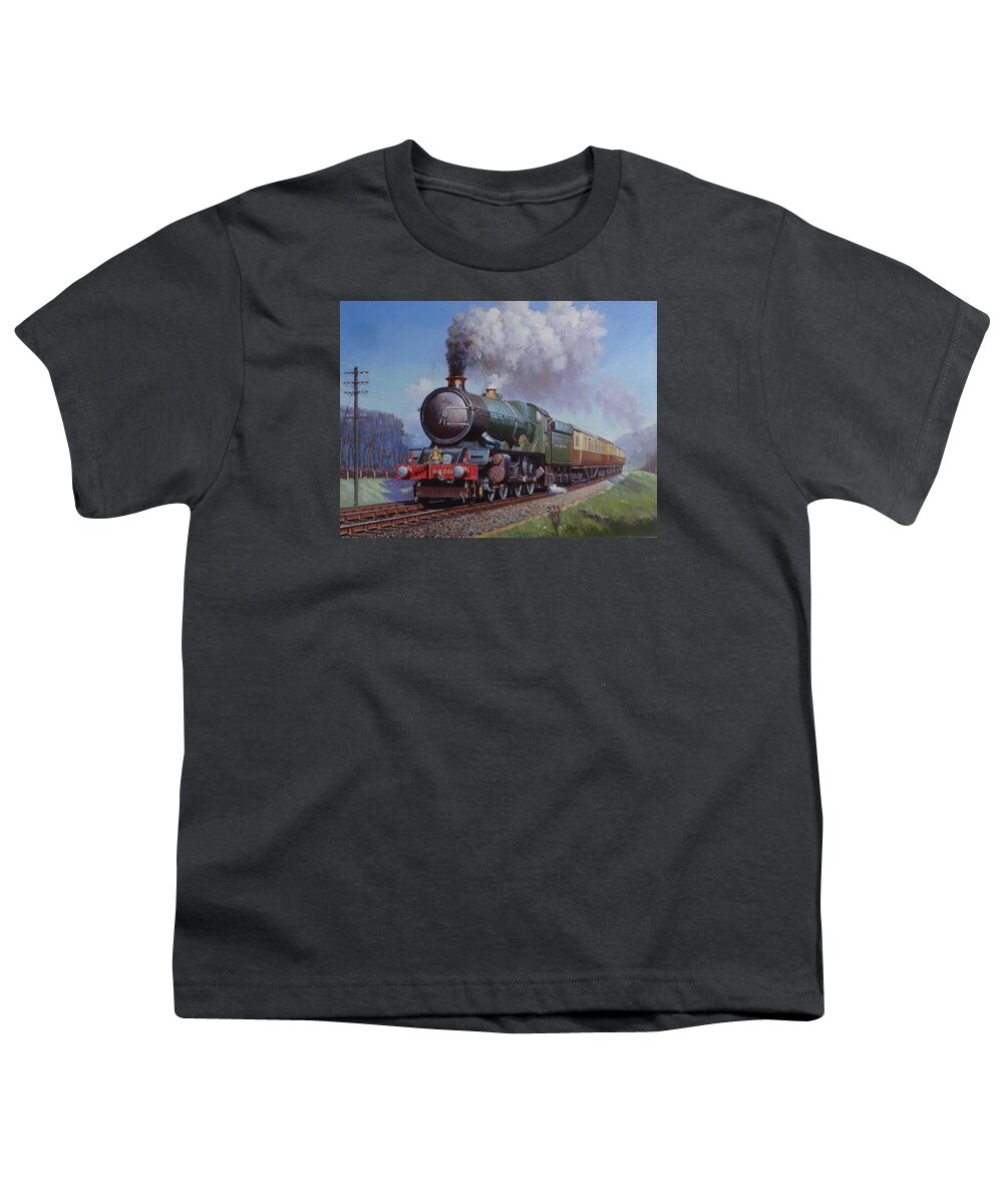 Gwr Youth T-Shirt featuring the painting GWR King on Dainton bank. by Mike Jeffries