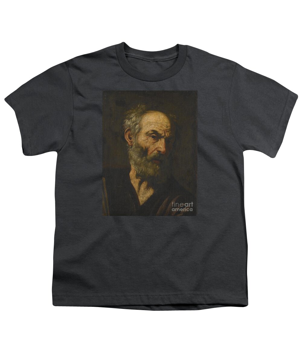 Workshop Of Jusepe De Ribera Youth T-Shirt featuring the painting Head Of A Man by MotionAge Designs