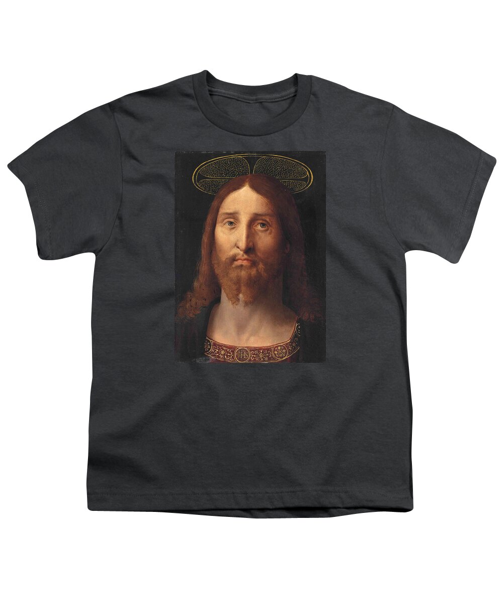 Follower Of Jacopo De' Barbari Youth T-Shirt featuring the painting Head of Christ. Salvator Mundi by Follower of Jacopo de' Barbari