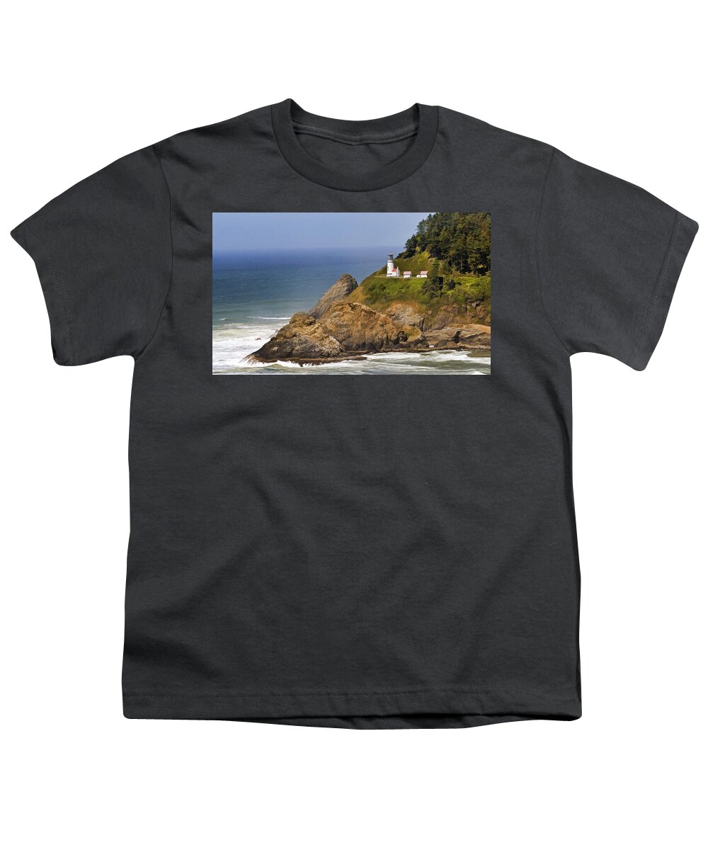 Heceta Head Lighthouse Youth T-Shirt featuring the photograph Heceta Head Lighthouse by Wes and Dotty Weber