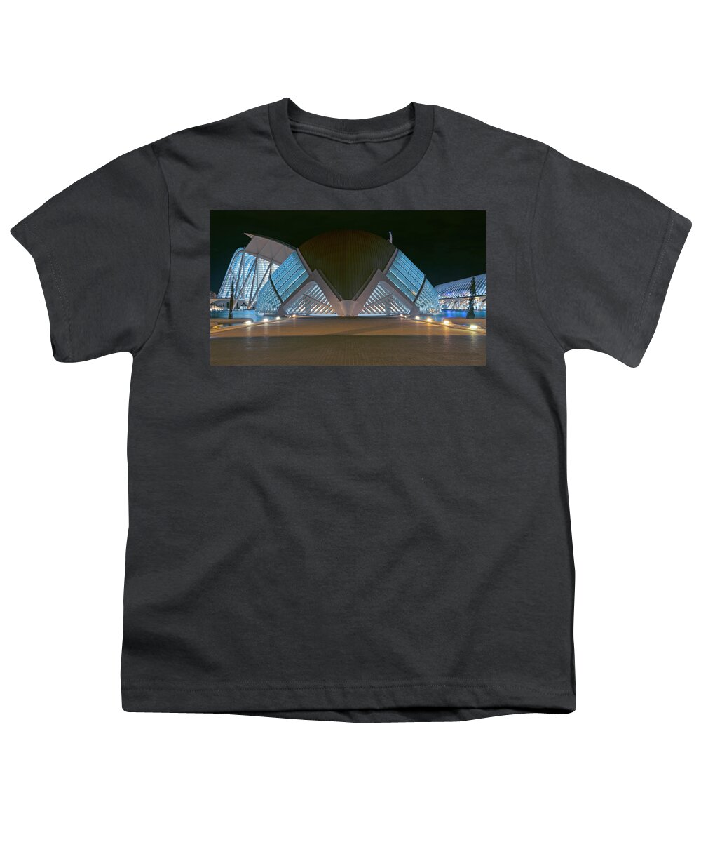 Joan Carroll Youth T-Shirt featuring the photograph Architecture Valencia Spain Night by Joan Carroll