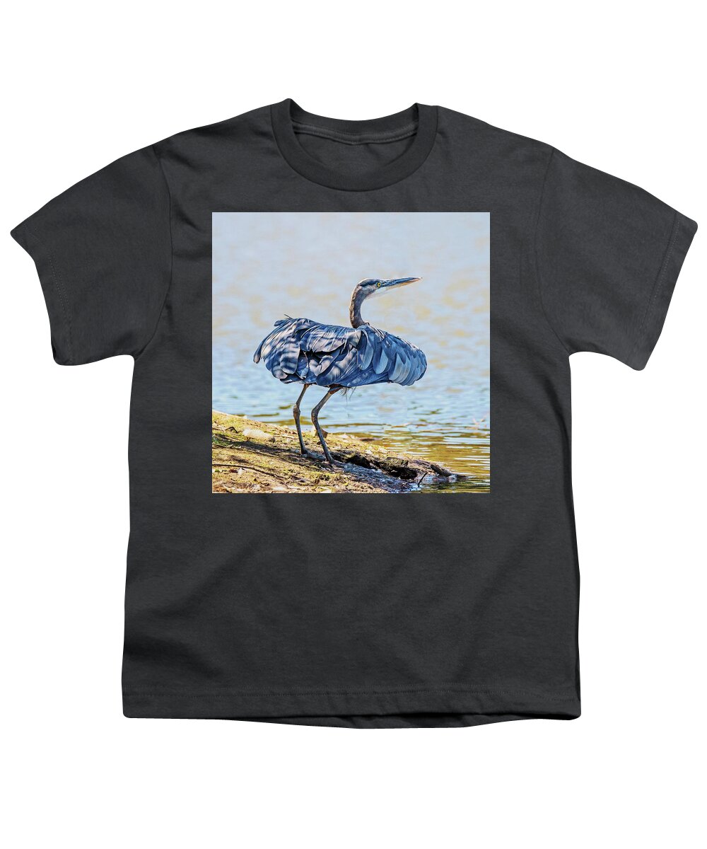 Heron Youth T-Shirt featuring the photograph Heron Puffing by Jerry Cahill