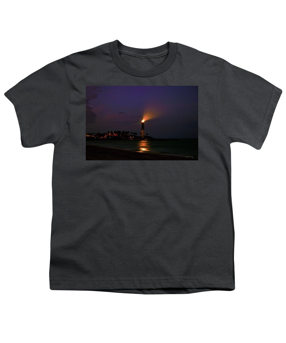Delray Youth T-Shirt featuring the photograph Hillsboro Lighthouse warm Glow by Ken Figurski