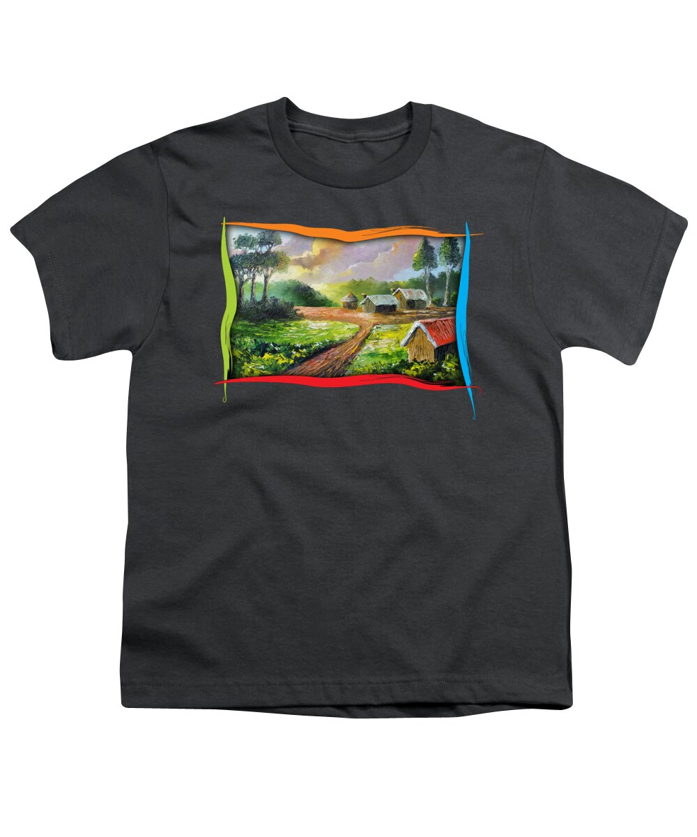 Home Youth T-Shirt featuring the painting Home in my Dreams by Anthony Mwangi