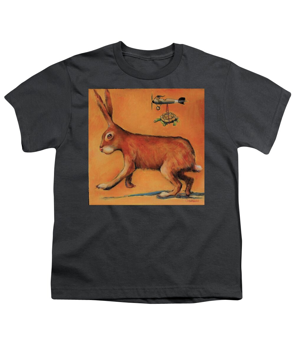 Hare Youth T-Shirt featuring the painting How the Tortoise Really Won by Jean Cormier