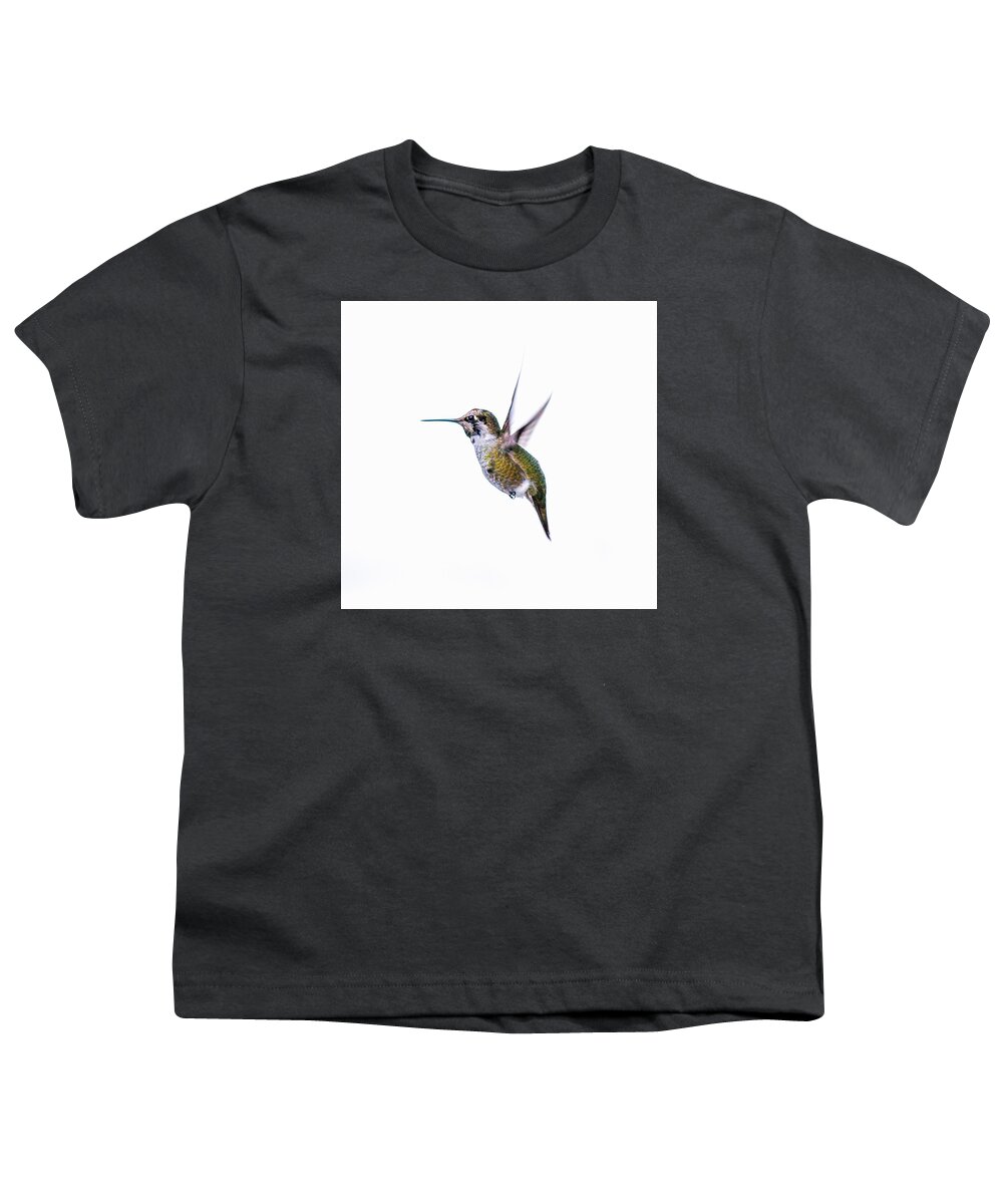 Nature Photography Youth T-Shirt featuring the photograph Hummingbird in Flight by E Faithe Lester