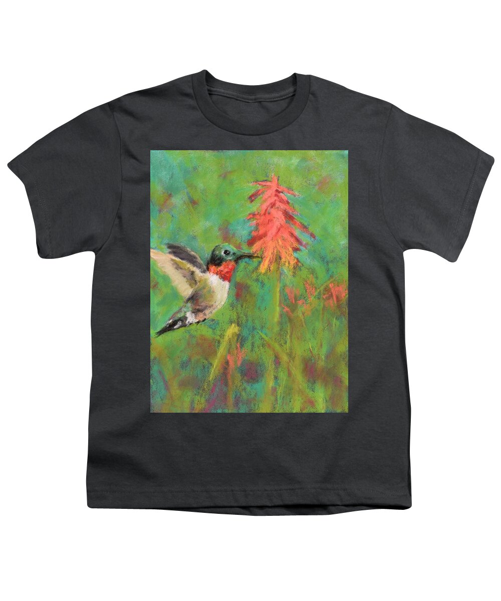 Hummingbird Youth T-Shirt featuring the painting Hummingbird by Nancy Jolley