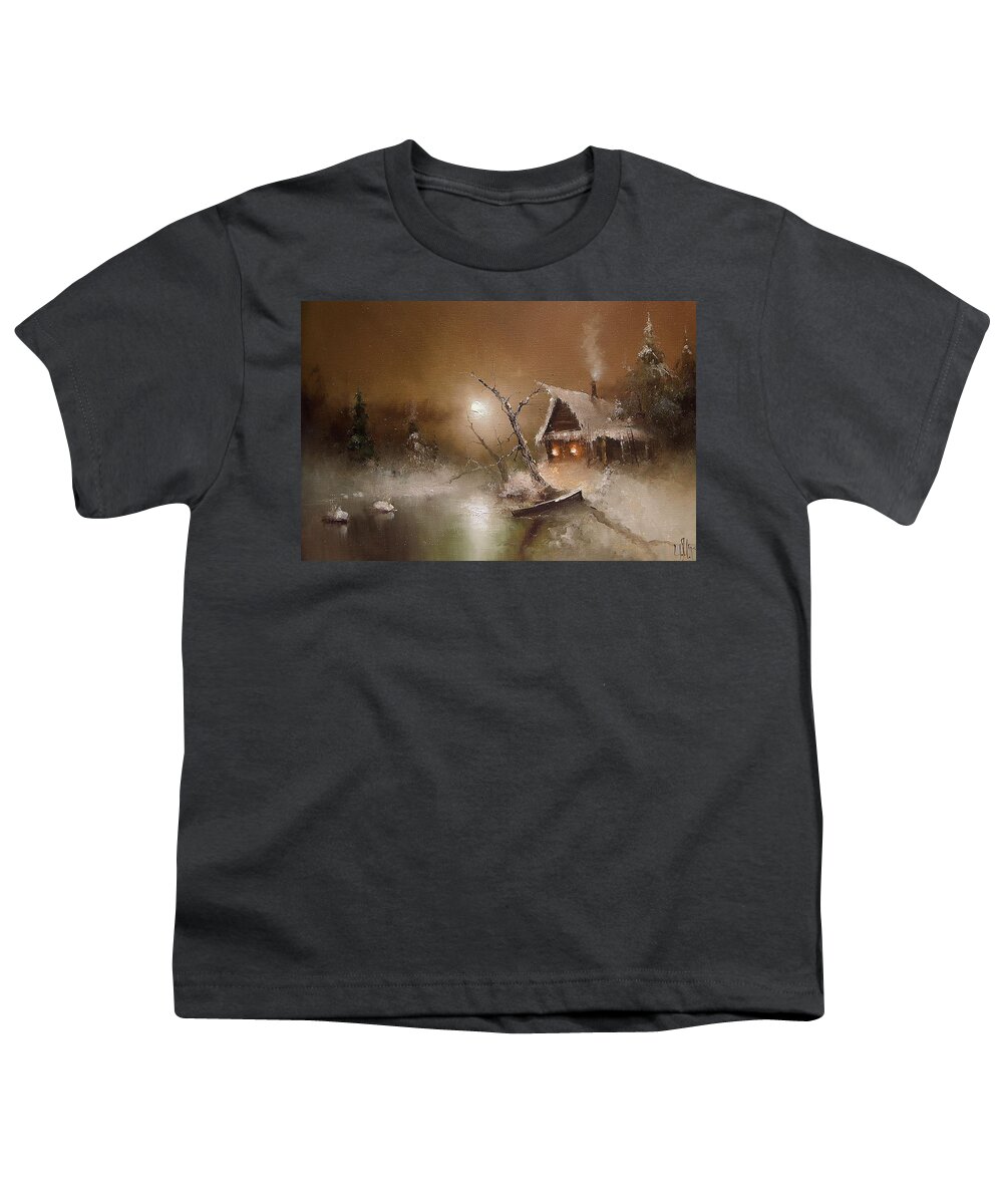 Russian Artists New Wave Youth T-Shirt featuring the painting Hunter's Lodge by Igor Medvedev