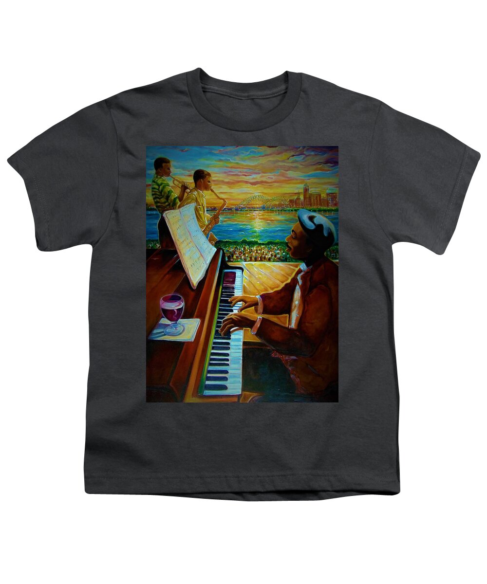 Music Art African American Art Youth T-Shirt featuring the painting I Love This Music by Emery Franklin