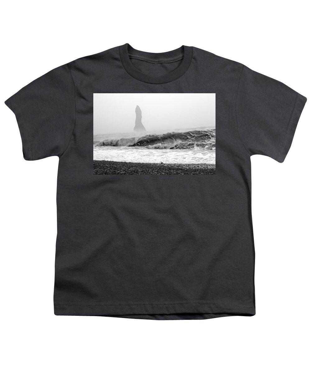 Iceland Youth T-Shirt featuring the photograph Iceland Black Sand Beach Wave Two by Betsy Knapp