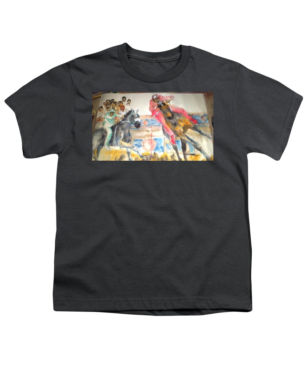 Il Palio. Siena. Italy. Horse Race. Event. Medieval. Youth T-Shirt featuring the painting il Palio di Siena album by Debbi Saccomanno Chan