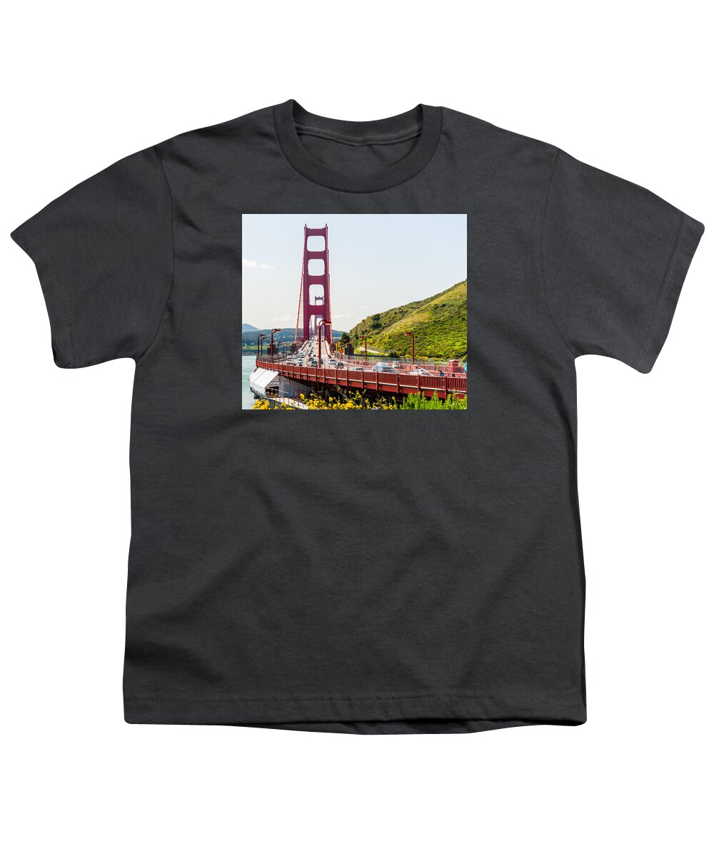  San Fransisco Bay Bridge Youth T-Shirt featuring the photograph In and out Fransisco Bridge by Charles McCleanon
