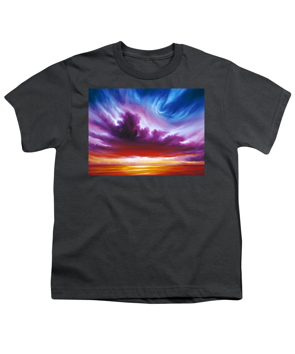 Sunrise; Sunset; Power; Glory; Cloudscape; Skyscape; Purple; Red; Blue; Stunning; Landscape; James C. Hill; James Christopher Hill; Jameshillgallery.com; Ocean; Lakes; Genesis; Creation; Quantum; Singularity Youth T-Shirt featuring the painting In the Beginning by James Hill