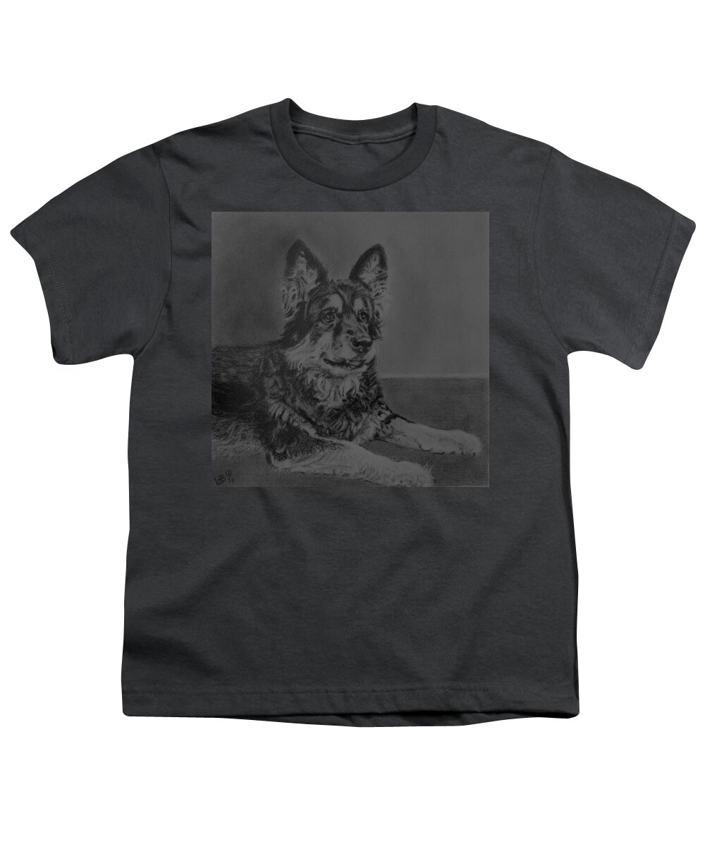 Belgian Shepherd Youth T-Shirt featuring the painting Izzy by Vera Smith