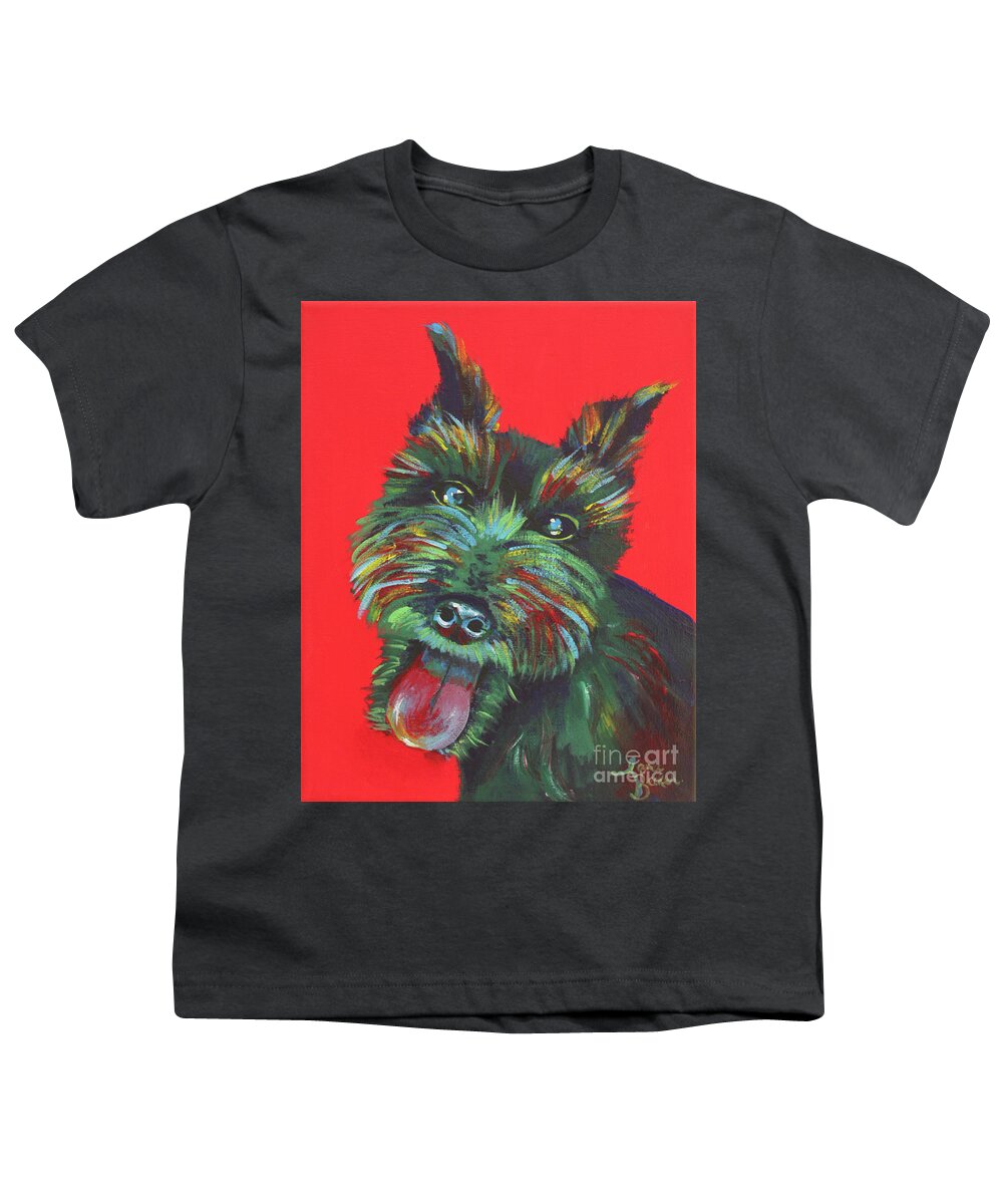 Dog Youth T-Shirt featuring the painting Jack by Sara Becker