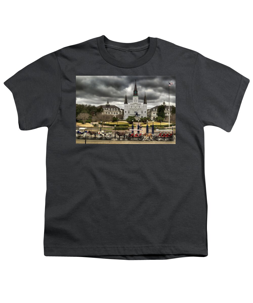 New Orlean Youth T-Shirt featuring the digital art Jackson Square New Orleans by Don Lovett