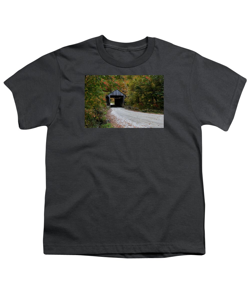 Jaynes Covered Bridge Youth T-Shirt featuring the photograph Jaynes Covered Bridge by Carolyn Mickulas