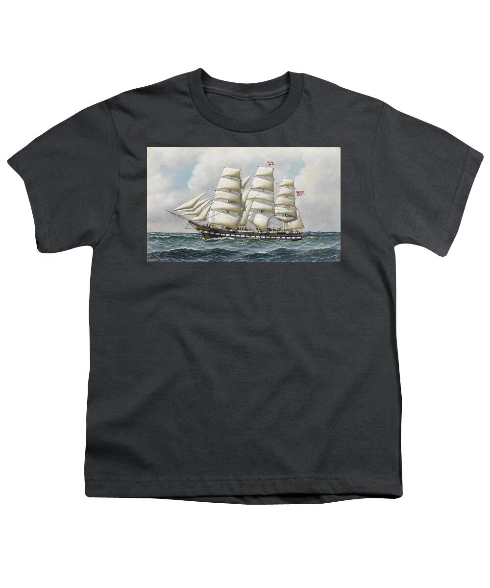 Antonio Jacobsen - The American Full-rigger 'jeremiah Thompson' ... Sea Youth T-Shirt featuring the painting Jeremiah Thompson by Antonio Jacobsen
