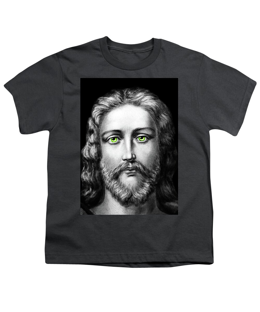 Jesus Christ Youth T-Shirt featuring the photograph Jesus Green Eyes by Munir Alawi