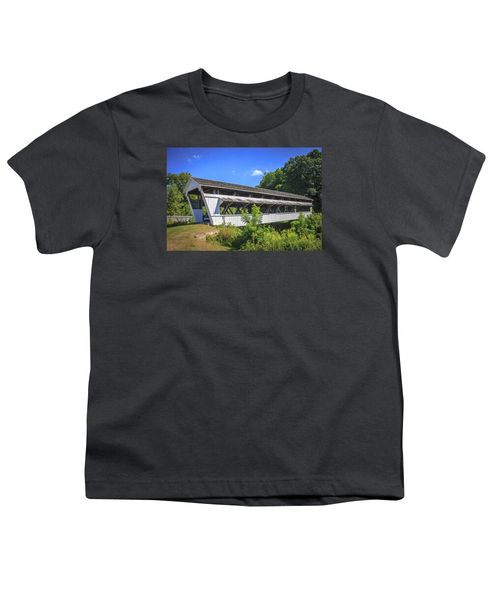 America Youth T-Shirt featuring the photograph Johnson Covered Bridge by Jack R Perry