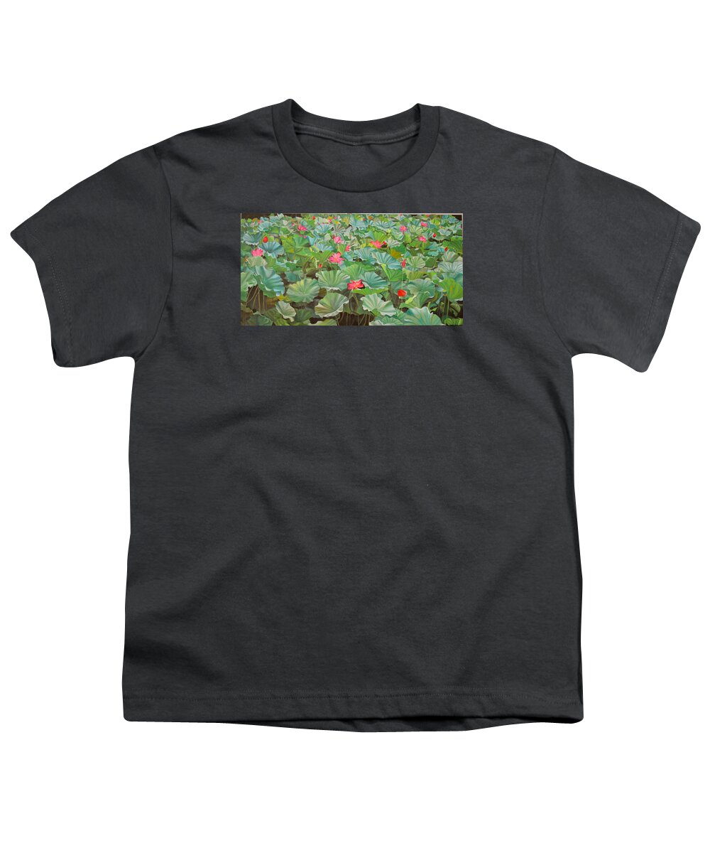 Water Lily Youth T-Shirt featuring the painting July 4th by Thu Nguyen