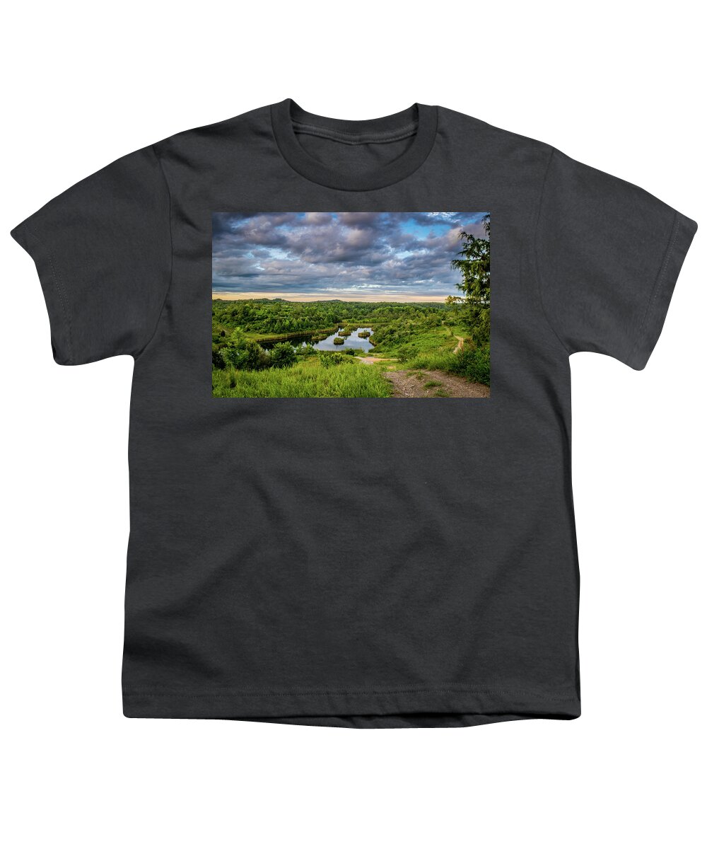 Eastern Kentucky Youth T-Shirt featuring the photograph Kentucky Hills and Lake by Lester Plank