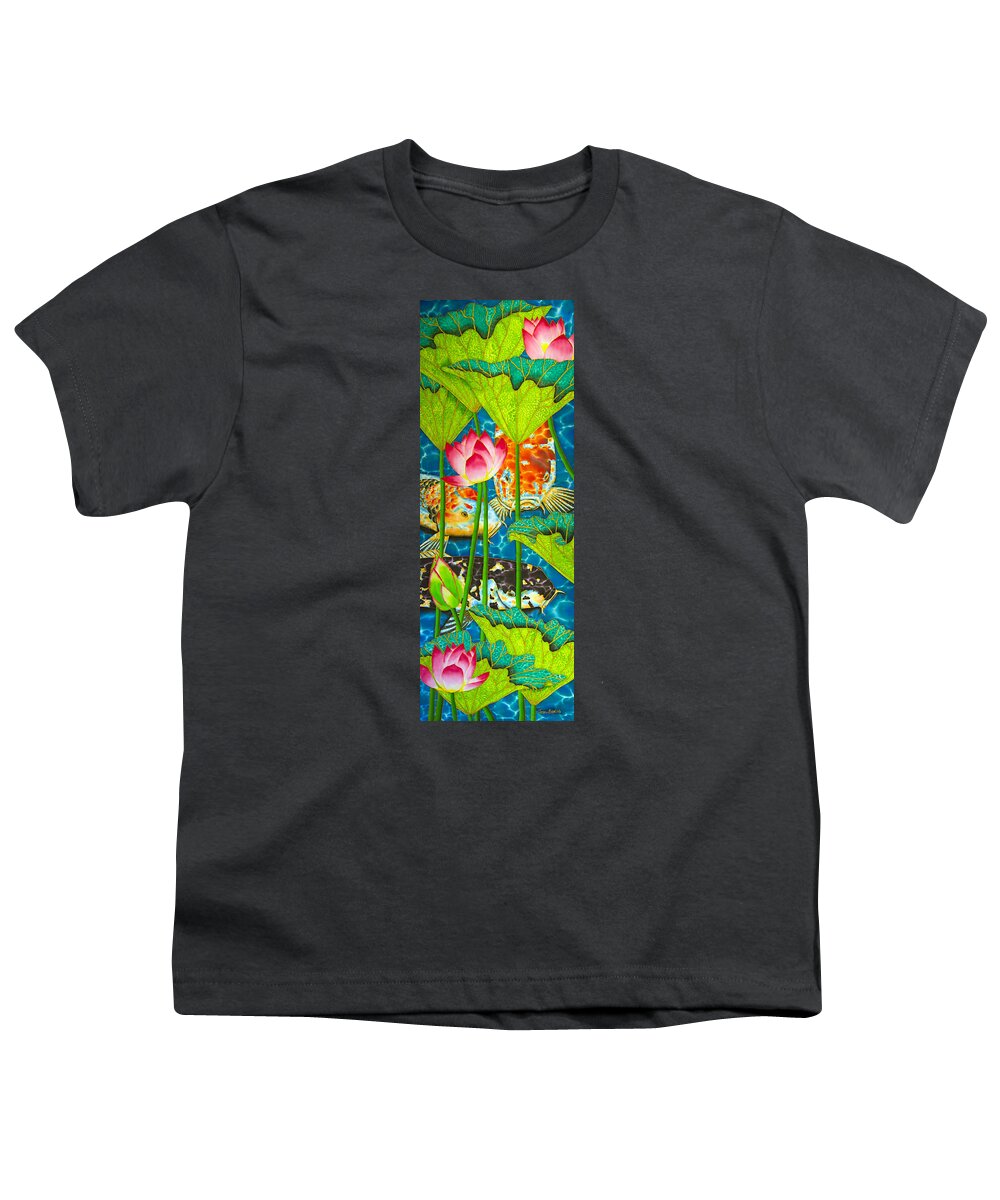 Lotus Pond Youth T-Shirt featuring the painting Koi by Daniel Jean-Baptiste