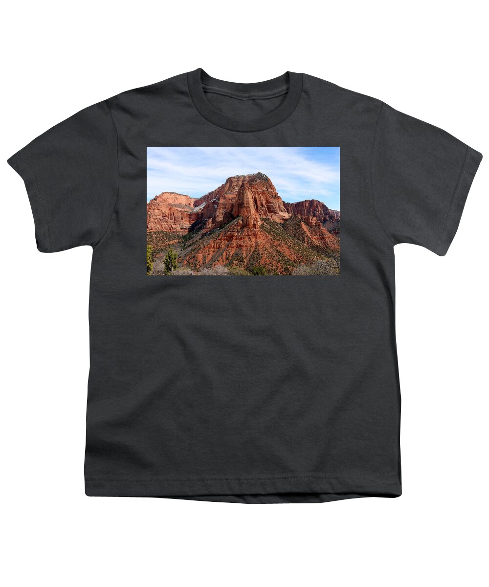 Kolob Canyon Youth T-Shirt featuring the photograph Kolob Canyon Dusted with Snow - 4 by Christy Pooschke