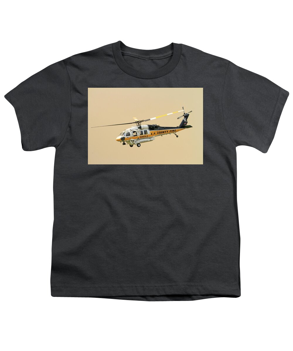 Erickson Sky Crane Youth T-Shirt featuring the photograph La Tuna Fire 34 by Shoal Hollingsworth