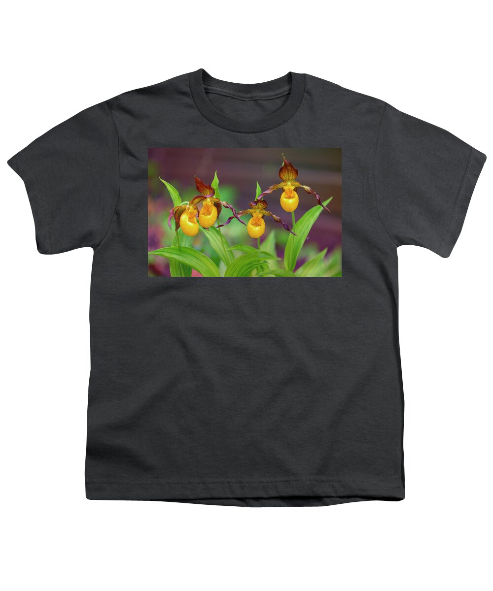 Wild Flowers Youth T-Shirt featuring the photograph Lady Moccasins by Nancy Dunivin