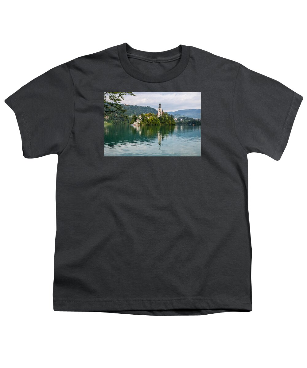 Lake Bled Youth T-Shirt featuring the photograph Lake Bled by Lev Kaytsner