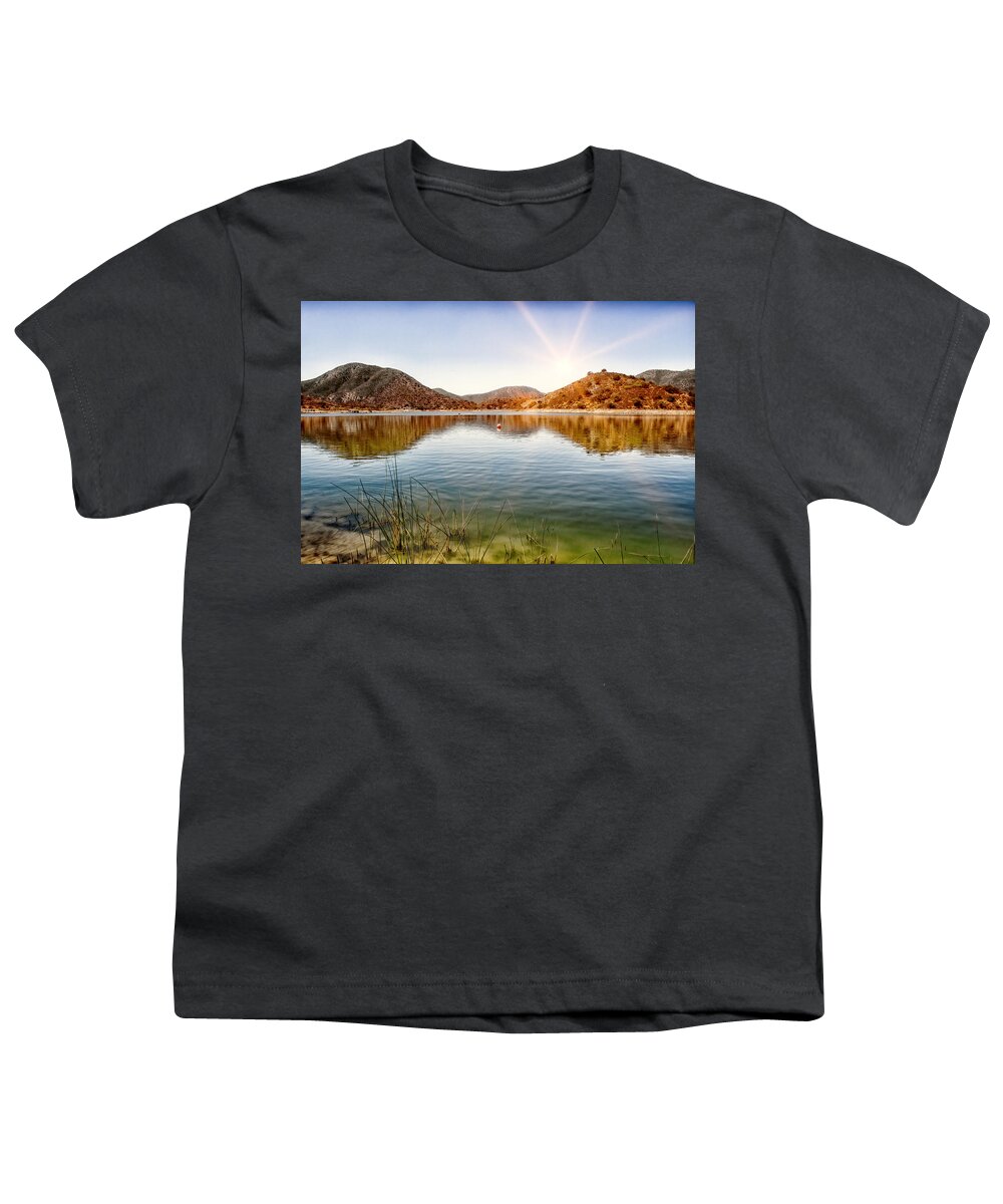 Dam Youth T-Shirt featuring the photograph Lake Hodges Sunrise by Alison Frank
