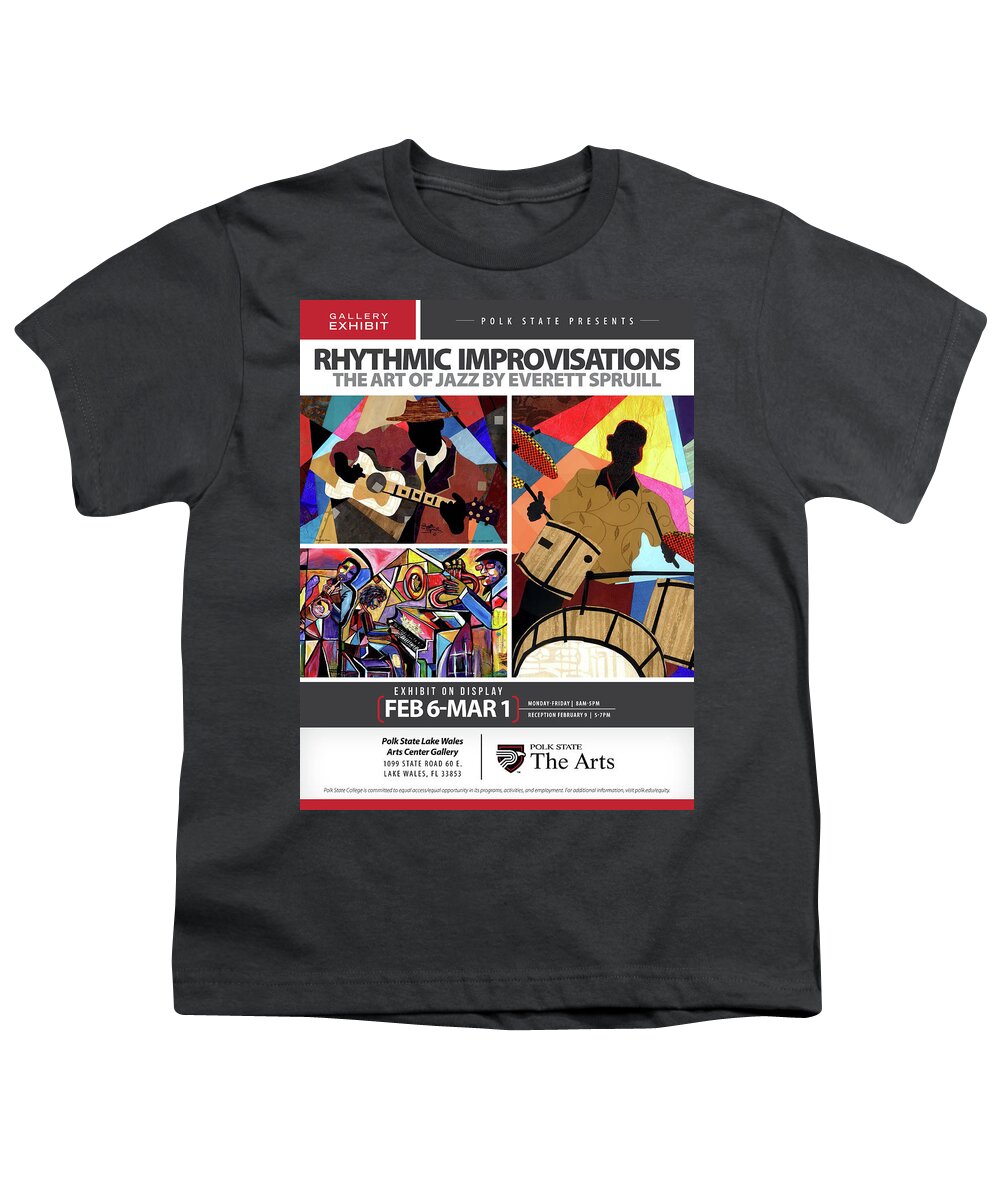Everett Spruill Youth T-Shirt featuring the mixed media Rhythmic Improvisations - The Art of Jazz by Everett Spruill