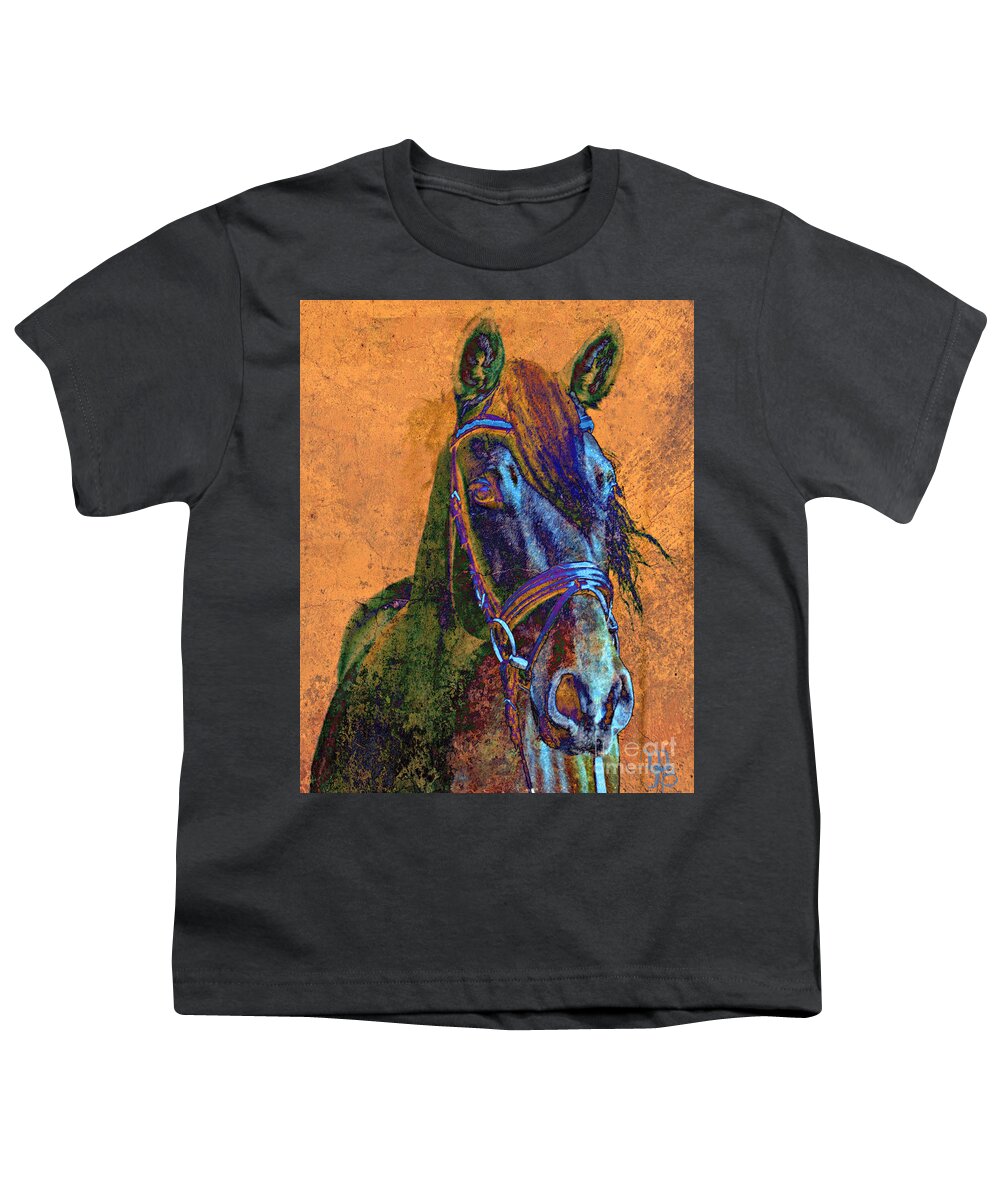 Horse Youth T-Shirt featuring the mixed media Laredo by Mindy Bench
