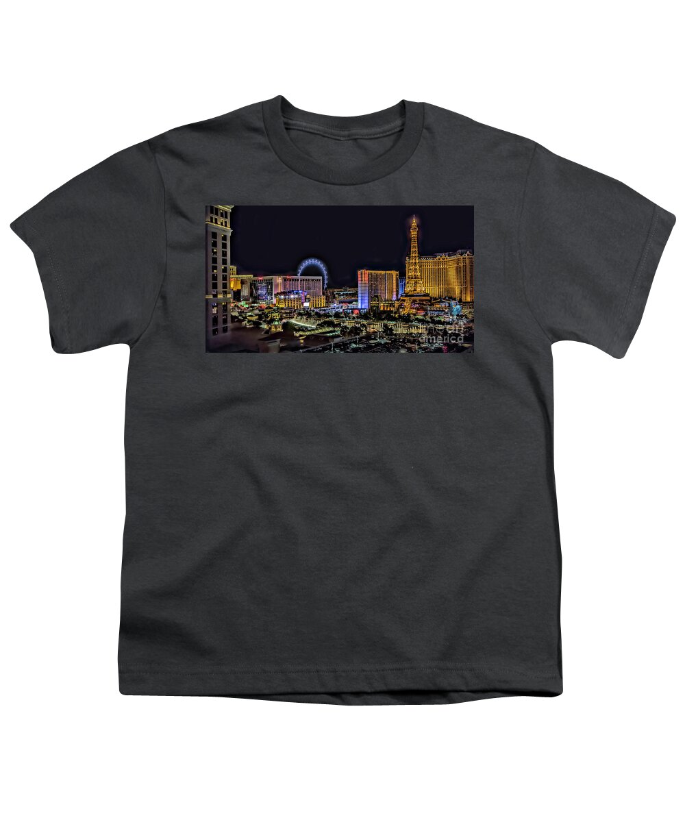 Las Vegas Youth T-Shirt featuring the photograph Las Vegas Night Skyline by Walt Foegelle