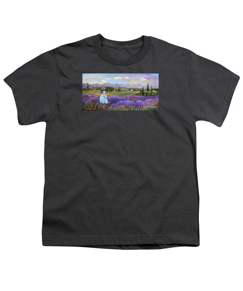 Woman In Flowers Youth T-Shirt featuring the painting Lavender Splendor by Jennifer Beaudet